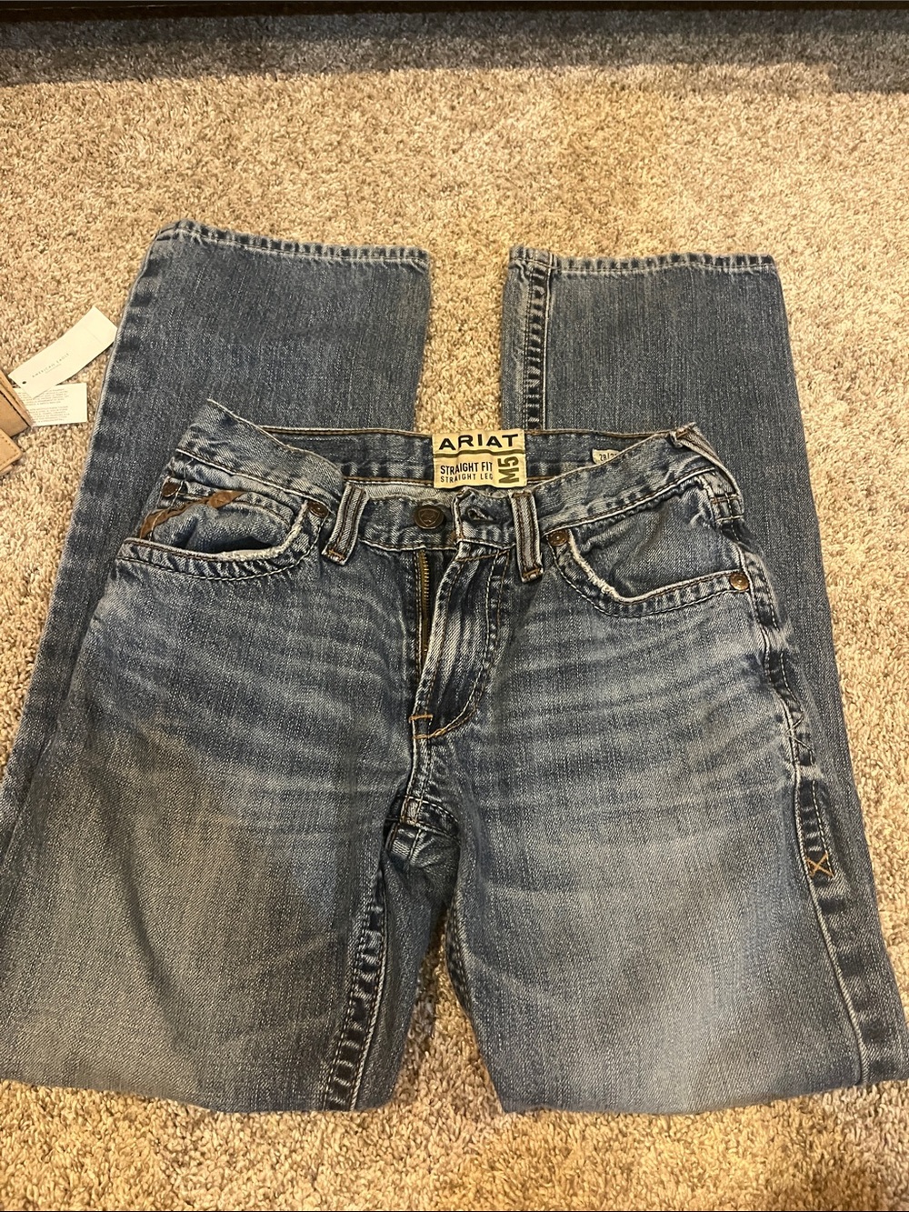 Ariat Men's Blue Distressed Straight Leg Jeans